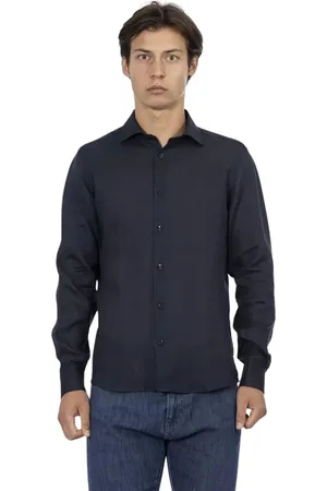 BALDININI Heren, Overhemden, Blauw, Maat: L Linnen