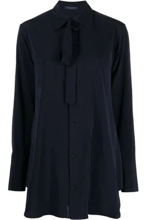 YOHJI YAMAMOTO Dames, Blouses & Shirts, Blauw, Maat: L Poliester