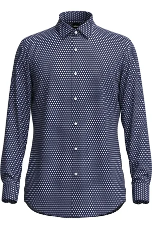 HUGO BOSS Heren, Overhemden, Blauw, Maat: M Katoen