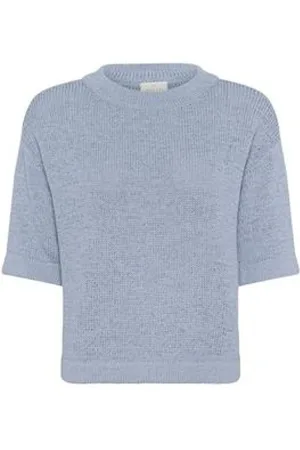 Kaffe Dames, Truien, Blauw, Maat: L Katoen