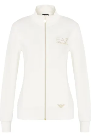 EA7 Dames, Sweatshirts & Hoodies, Wit, Maat: M Viscose