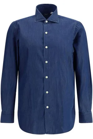 Finamore Heren, Overhemden, Blauw, Maat: 4XL Katoen