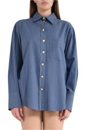 A PAPER KID Dames, Blouses & Shirts, Blauw, Maat: XS Lame