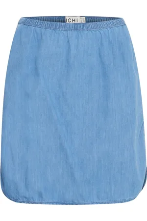 Ichi Dames, Rokken, Blauw, Maat: M Denim