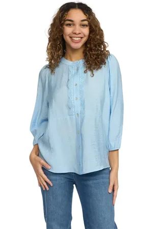 2-Biz Dames, Blouses & Shirts, Blauw, Maat: 2XL