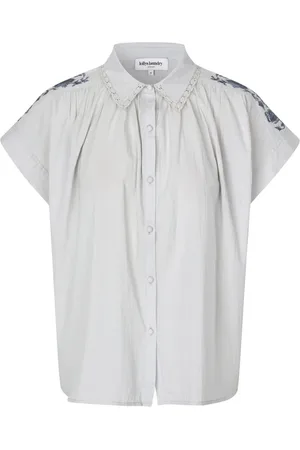 Lollys Laundry Dames, Blouses & Shirts, Grijs, Maat: S Katoen