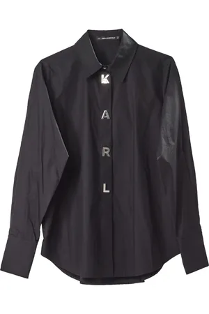 Karl Lagerfeld Dames, Blouses & Shirts, Zwart, Maat: S Katoen