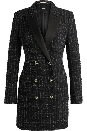 HUGO BOSS Dames, Mantels, Zwart, Maat: L Tweed