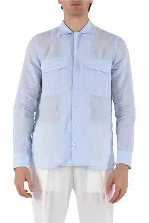 TAGLIATORE Heren, Overhemden, Blauw, Maat: 2XL Linnen