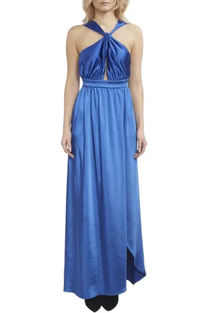 Pinko Dames, Jurken, Blauw, Maat: L Satijn