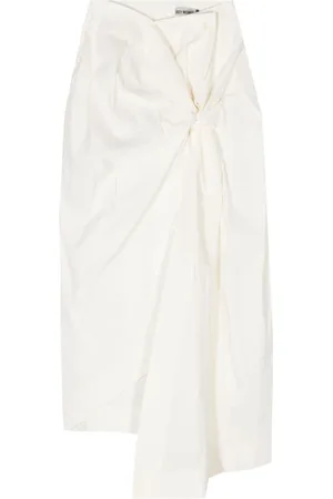 Issey Miyake Dames, Rokken, Wit, Maat: L Linnen