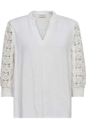 Freequent Dames, Blouses & Shirts, Wit, Maat: S Linnen