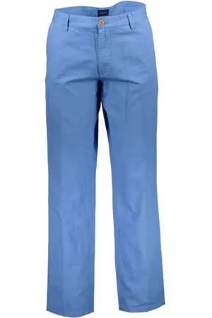 GANT Dames, Broeken, Blauw, Maat: 2XL Linnen