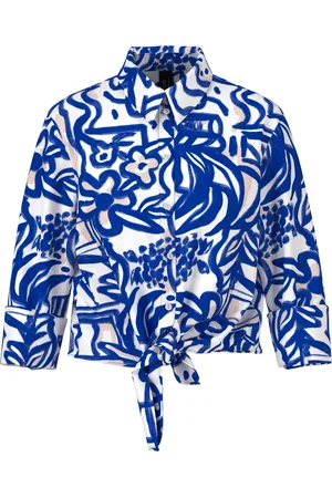 Marc Cain Dames, Blouses & Shirts, Blauw, Maat: 2XL Katoen