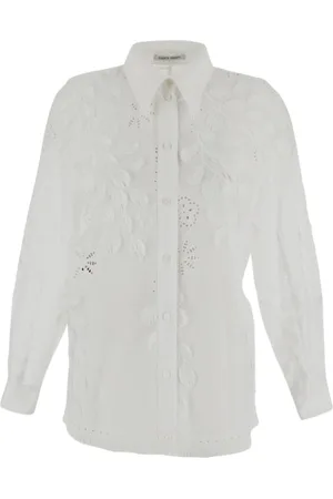 Alberta Ferretti Dames, Blouses & Shirts, Wit, Maat: M Katoen