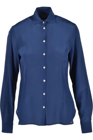 BARBA Dames, Blouses & Shirts, Blauw, Maat: XS Zijde