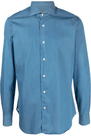 BARBA Heren, Overhemden, Blauw, Maat: L Katoen