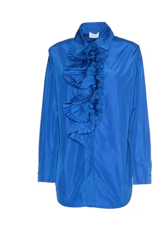 P.A.R.O.S.H. Dames, Blouses & Shirts, Blauw, Maat: M Poliester