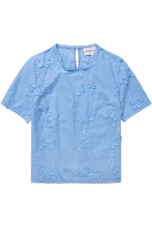 Munthe Dames, Blouses & Shirts, Blauw, Maat: S Katoen
