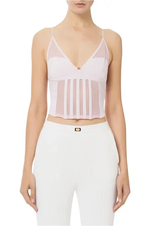Elisabetta Franchi Dames, Tops, Wit, Maat: M Katoen