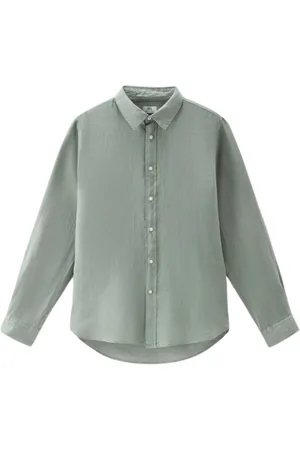 Woolrich Heren, Overhemden, Groen, Maat: XL Linnen