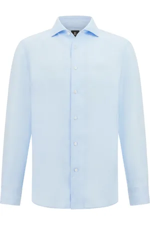 Boggi Milano Heren, Overhemden, Blauw, Maat: M Linnen