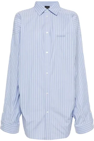 Balenciaga Dames, Blouses & Shirts, Blauw, Maat: XS Katoen