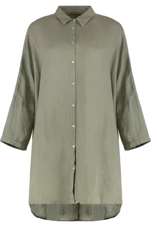 120% Lino Dames, Blouses & Shirts, Groen, Maat: S Linnen