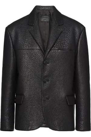 Prada Heren, Jassen, Zwart, Maat: M Leer