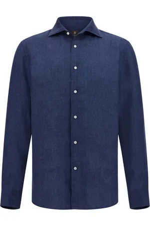 Boggi Milano Heren, Overhemden, Blauw, Maat: 2XL Linnen