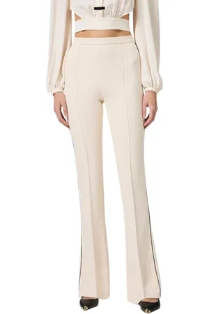 Elisabetta Franchi Dames, Broeken, Wit, Maat: XL Poliester