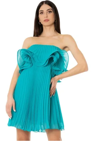 SIMONA CORSELLINI Dames, Jurken, Blauw, Maat: M Zijde