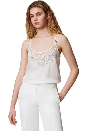 Twin-Set Dames, Tops, Wit, Maat: 2XS Viscose