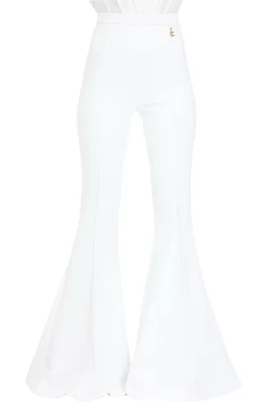 Elisabetta Franchi Dames, Broeken, Wit, Maat: S Poliester