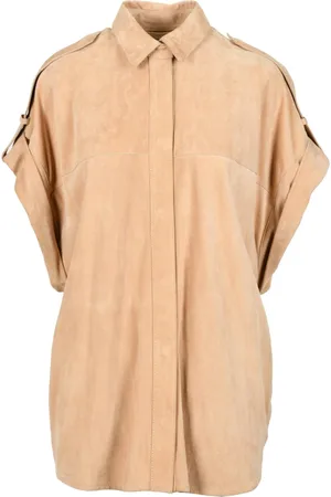 Dondup Dames, Blouses & Shirts, Bruin, Maat: XS Leer