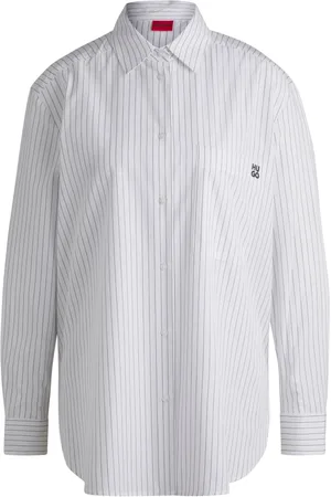 HUGO BOSS Dames, Blouses & Shirts, Wit, Maat: S Katoen