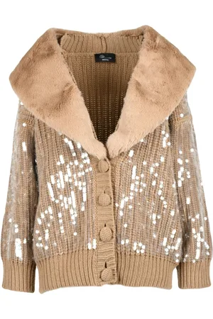 BLUMARINE Dames, Truien, Bruin, Maat: XS Wol