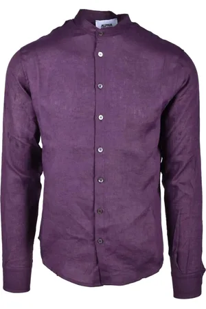 ALPHA STUDIO Heren, Overhemden, Paars, Maat: 3XL Linnen