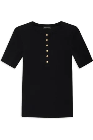 ANINE BING Dames, Tops, Zwart, Maat: S Katoen