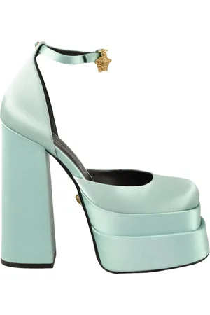 VERSACE Dames, Schoenen, Blauw, Maat: 38 EU Satijn