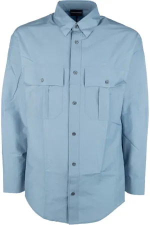 Emporio Armani Heren, Overhemden, Blauw, Maat: 2XL Katoen