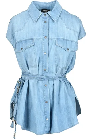 Dondup Dames, Blouses & Shirts, Blauw, Maat: XS Katoen
