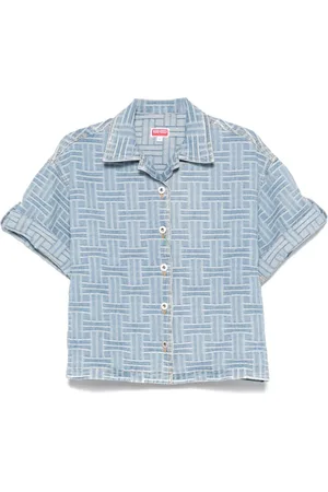 Kenzo Dames, Blouses & Shirts, Blauw, Maat: M Katoen