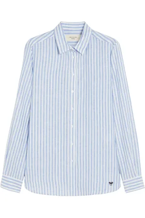 Max Mara Dames, Blouses & Shirts, Blauw, Maat: XS Linnen