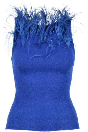 Alberta Ferretti Dames, Tops, Blauw, Maat: S Wol