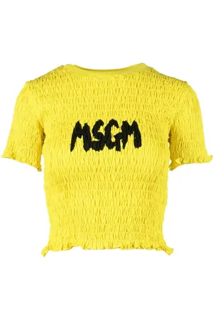 Msgm Dames, Blouses & Shirts, Geel, Maat: S Katoen
