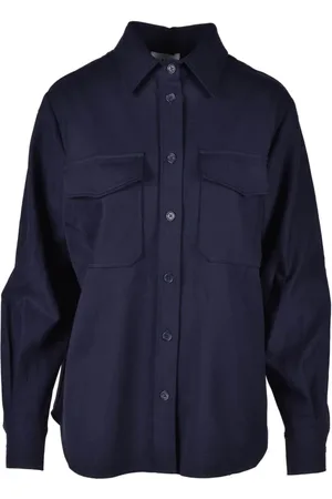 P.A.R.O.S.H. Dames, Blouses & Shirts, Blauw, Maat: S Wol