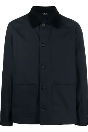 A.P.C. Heren, Jassen, Blauw, Maat: M Katoen