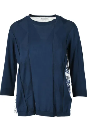 BALLANTYNE Dames, Truien, Blauw, Maat: L Katoen