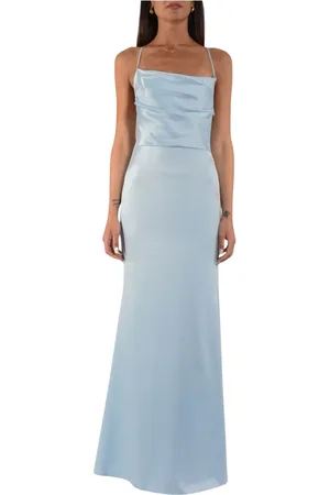 ACTUALEE Dames, Jurken, Blauw, Maat: S Satijn